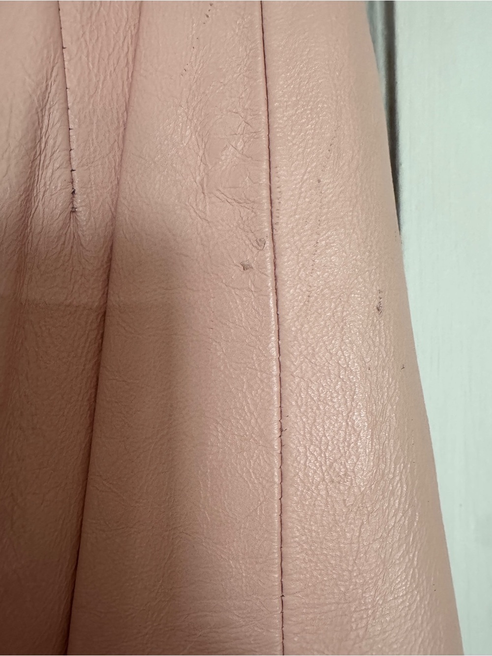 Vintage Soft Pink Leather Pencil Skirt - Picture 6 of 7